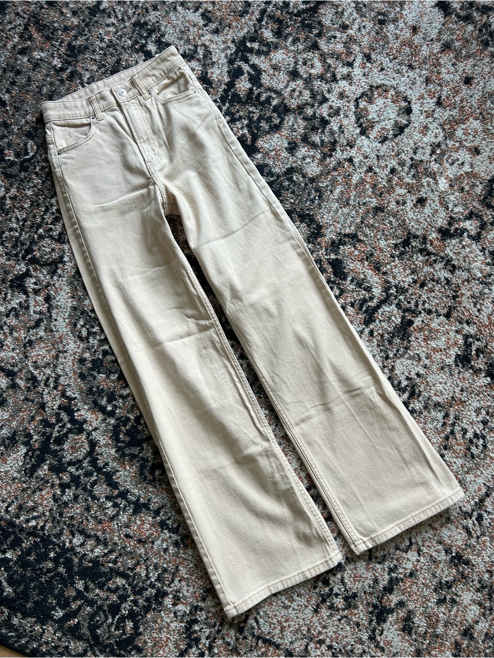 H&M divided cream high waisted wide leg jeans